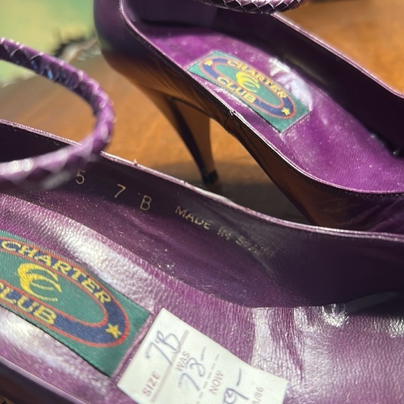 Vintage Purple Leather Ankle Strap Heels Size 7 - Picture 7 of 11